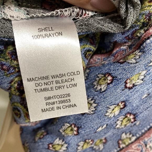 BLEUH CIEL On or Off Shoulder Short Sleeve Boho Bohemian Blouse Womans Medium - Picture 11 of 12